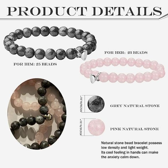 NEW 4Pcs Couples Bracelet Necklace Set Matching His and Hers Promise Lov… - Picture 3 of 4